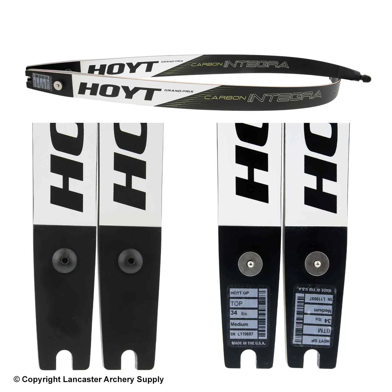 Hoyt Grand Prix Carbon Integra Recurve Limbs (Matte Finish) (Open Box X1030402) 2 Hoyt Grand Prix Carbon Integra Recurve Limbs (Matte Finish) (Open Box X1030402) - Image 2